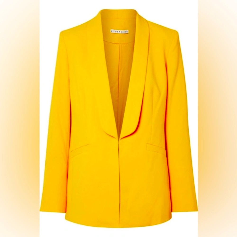 ALICE + OLIVIA SKYE BOXY BOYFRIEND BLAZER GOLDEN ROD CREPE SIZE 4